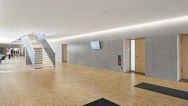 Foto Flur mit Sichtbeton und Treppe
