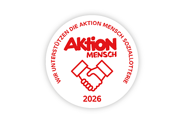 Sigel der Aktion Mensch für 2026 - zwei Hände beim Händedruck 